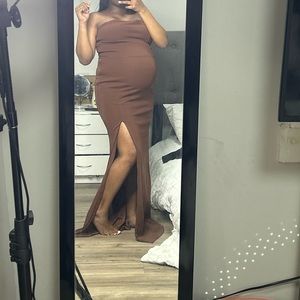 Brown long baby shower dress (Its not maternity)
